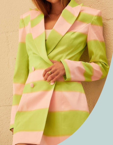 Pink and Green Combo Blazer Dress