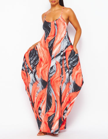 Comfy Tank Maxi Dress with POCKETS!!!! Red/Black