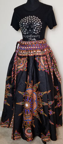 Black Red Blue and Green Long Skirt