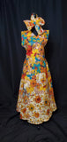 Multicolor Wrap Dress/Cluth Bag & Head Wrap