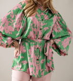 Pink and Green Floral Soft Touch Blouse