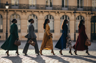 african american women walking away in luxury clothes