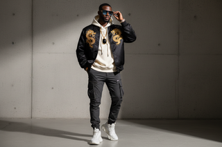 black man in high end street wear