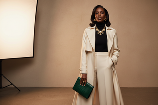 black woman in luxury outfit