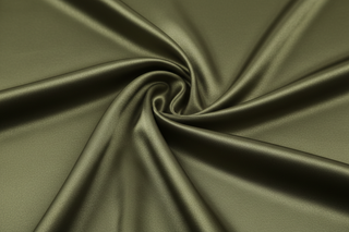 close up of olive green satin feel polyester for apparel