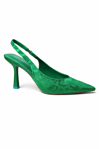Satin Scallop Heels (Green)