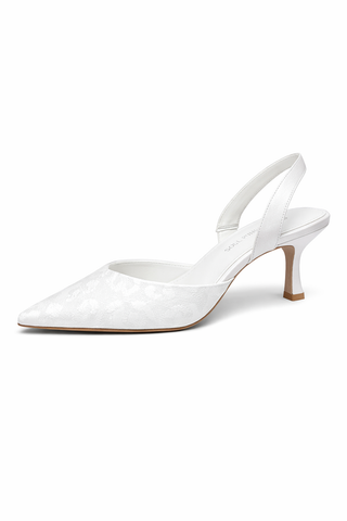 Satin Scallop Kitten Heels