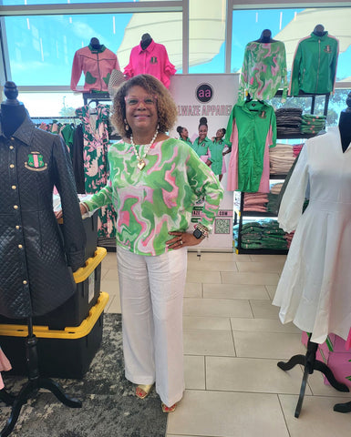 Pink & Green All Over Top