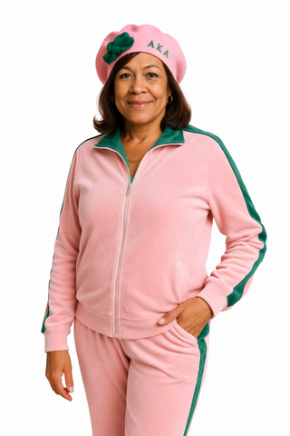 Pink and Green Velour Sweatsuit