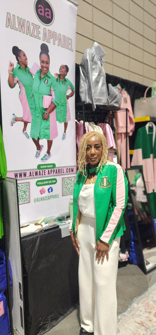 Green and pink leather striped jacket