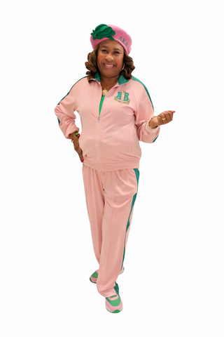 Pink and Green Velour Sweatsuit