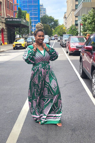 Pink and Green Stripped Jumpsuit