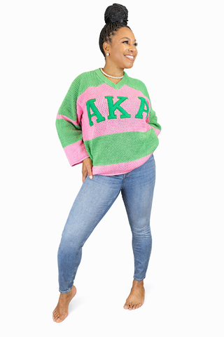 Pink and Green Knit Top