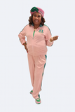 Pink and Green Velour Sweatsuit