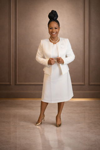 2 piece White Satin Dress