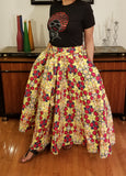 African Skirt Long Red Yellow Black