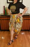 African Print Earth Tone Split Skirt