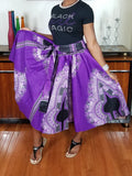 African Short Dashiki Purple White Skirt