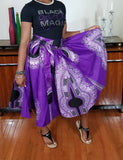 African Short Dashiki Purple White Skirt