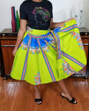 Dashiki Lime Green and Blue Short Skirt