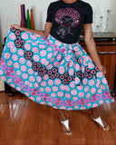 African Print Short Pink Blue White Skirt