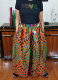 African Print Pants Green Orange Black