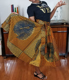 African Print Long Earth Gold Brown Yellow Skirt
