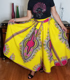 African Long Dashiki Skirt Yellow