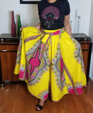 African Long Dashiki Skirt Yellow