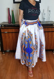 African Long Dashiki Skirt White