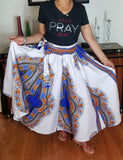 African Long Dashiki Skirt White
