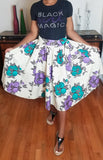 African Print Short Cream and Teal Skirt
