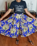 African Print Short Blue Gold Skirt