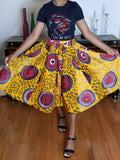African Print Red Black Skirt