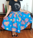 African Print Short Blue Gold Skirt