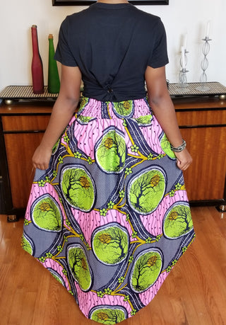 Pink & Green High Low Skirt