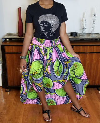 Pink & Green High Low Skirt