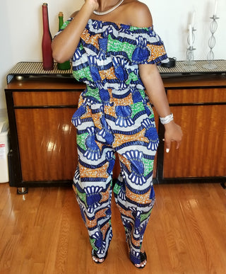 Blue Orange Green Jump Suit