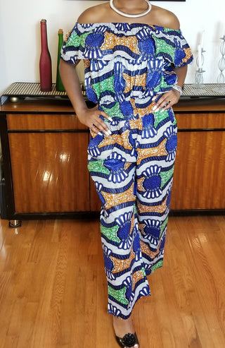 Blue Orange Green Jump Suit