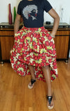 Red & Yellow High Low Skirt