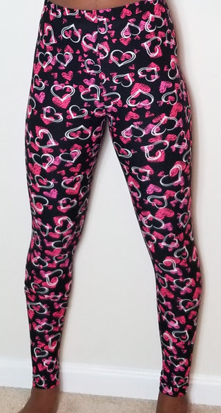Red & White Heart Leggings