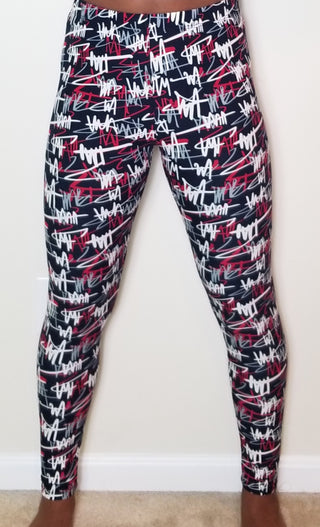 Navy Blue, Red and White Leggings