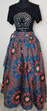 Brown Blue Pink and Green Long Skirt