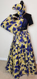 3 Piece Royal Blue and Yellow Maxi Skirt Set