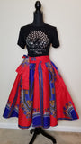 Red Dashiki Short Skirt