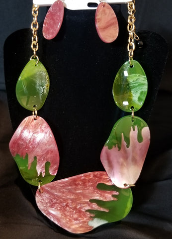Pink and Green Necklace