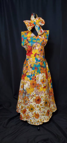 Multicolor Wrap Dress/Cluth Bag & Head Wrap
