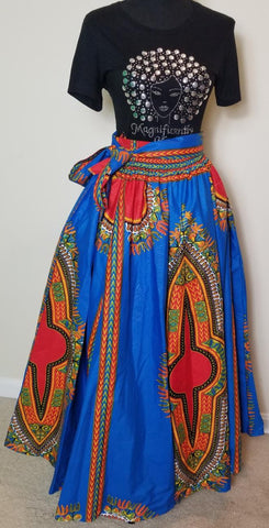 Blue Dashiki Long Skirt