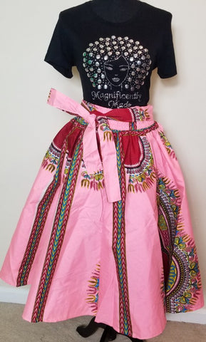 Pink Dashiki Short Skirt
