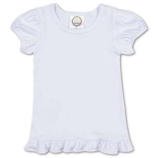 Girls Toddler White Ruffle T Shirt....     Customize Lettering with our DESIGN STUDIO....     Press CUSTOMIZE IT!!